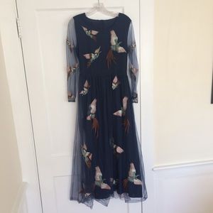 Stylewe Whimsical Navy Bird Maxi Dress